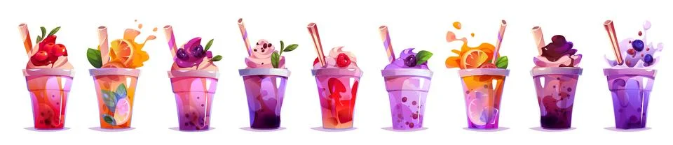 Milk tea bubble drink vector juice cup cartoon Illustrazione stock