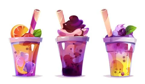 Milk tea bubble drink vector juice cup cartoon Stock Illustration