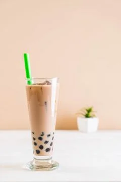 Milk tea with bubble Stock Photos