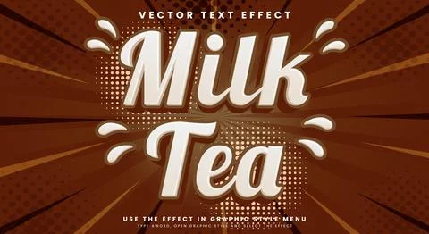 Milk Tea editable text effect Template 스톡 일러스트