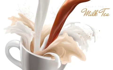 Milk tea flow effect Stock Illustration