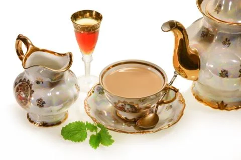 Milk tea in the old cup Stock Photos