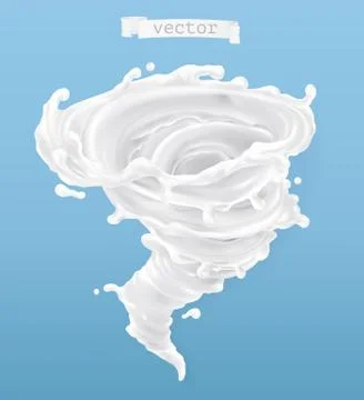 Milk tornado. 3d realistic vector Stock Illustration