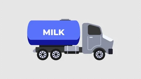 Milk truck moving animation with transparent background 動画素材 331784119
