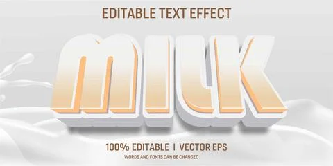 Milk vector 3d text effect with modern style design Stock Illustration