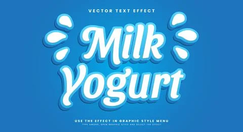 Milk Yogurt editable text effect template Illustrazione stock