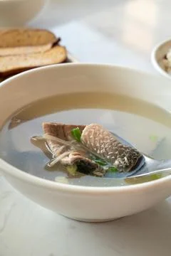 Milkfish skin soup, distinctive and famous seafood cuisine of Taiwanese foo.. Stock Photos