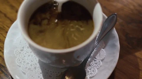 Milking in coffee Stock Footage 83093693