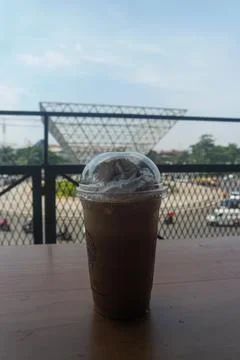 Milkshake background opoosite pyramid at summarecon bekasi Stock Photos