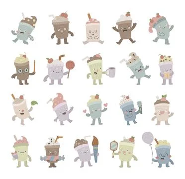 Milkshake character set in scandinavian style Stock Illustration