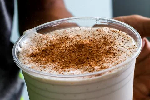 Milkshake with cinnamon Stock Photos