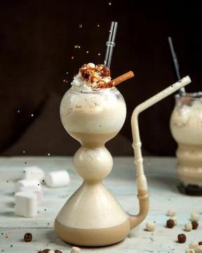 Milkshake with coffee on the table Stock Photos