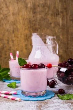 Milkshake with cranberry Stock Photos