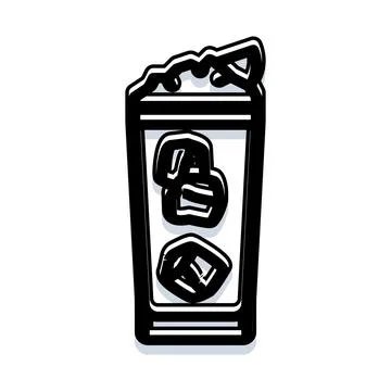 Milkshake with cream and ice cubes drawing Stock Illustration