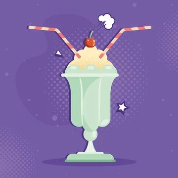 Milkshake cup with berry Stock Illustration