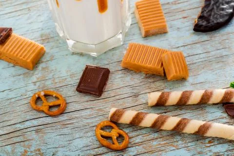 Milkshake decorations in close up Stock Photos