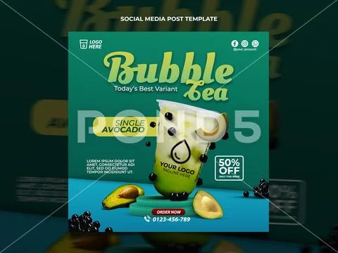 Milkshake drink Social media post template PSD Template