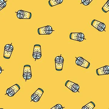 Milkshake fast food vector seamless pattern Stock Illustration