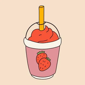A milkshake featuring a strawberry. Illustrazione stock