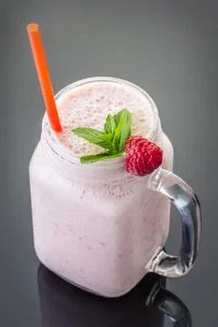Milkshake fruit in jar Stock Photos