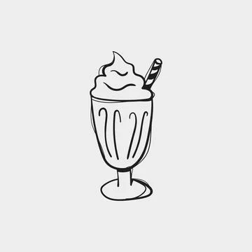 Milkshake glass hand drawn vector illustration Stock Illustration