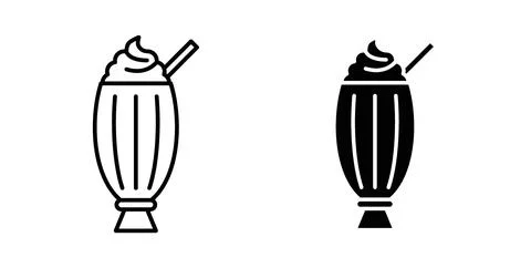 Milkshake icon collection in black, Line icons, flat symbols Stock Illustration