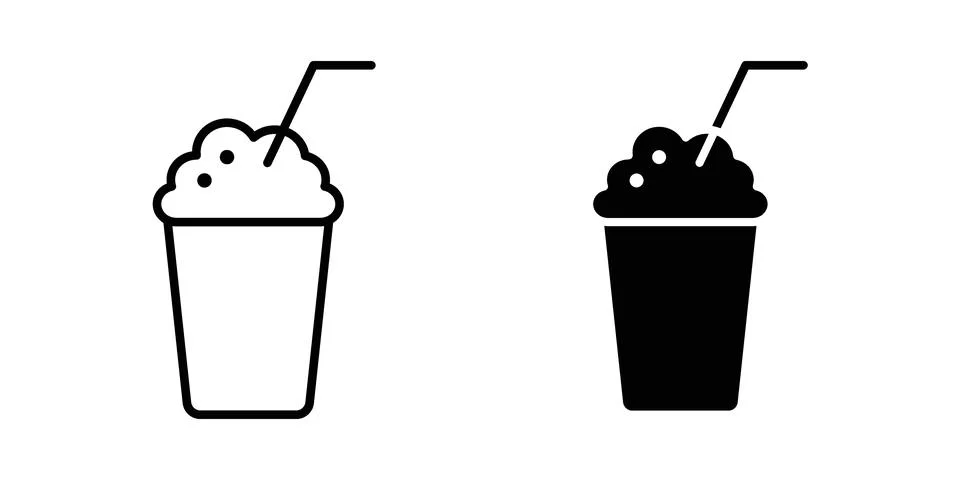 Milkshake icon linear versions pack on white background Stock Illustration