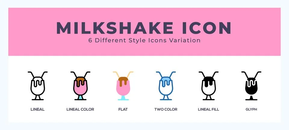 Milkshake icon set. Design elements for logo イラスト素材