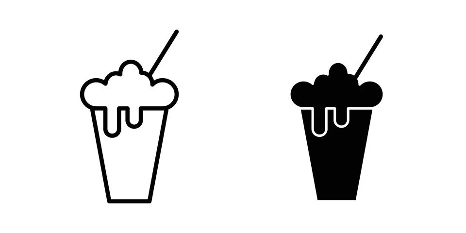 Milkshake icon set modern line and solid style collection. Stock Illustration