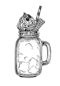 Milkshake ink sketch Illustrazione stock