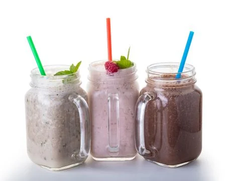 Milkshake in jar Stock Photos