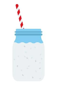 Milkshake with sesame seeds vector flat isolated Stock Illustration
