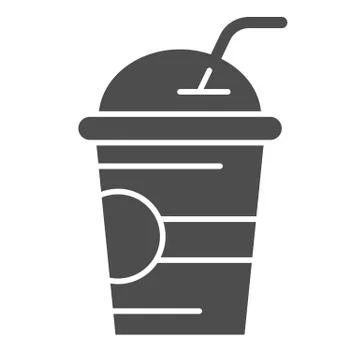 Milkshake solid icon, refreshing beverage concept, Milk cocktail in cup sign on 스톡 일러스트
