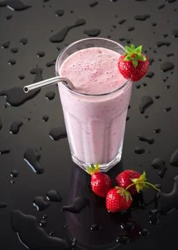 Milkshake with strawberries Stock Photos