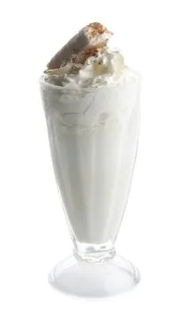 Milkshake vanilla on white background Stock Photos