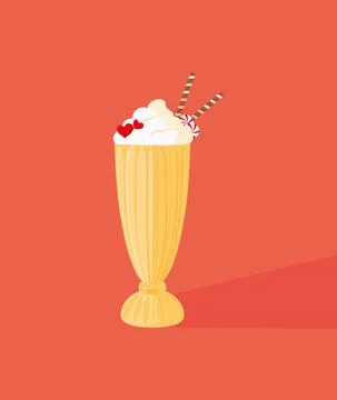 Milkshake vector illustration, design element. Vector illustration in flat st Stock Illustration