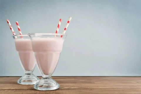 Milkshake on wodeen table Stock Photos
