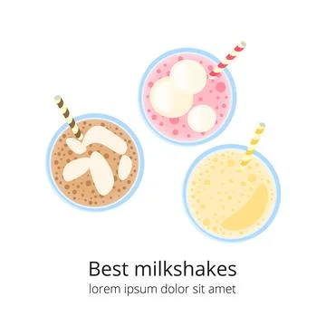 Milkshakes in glass. Stock Illustration