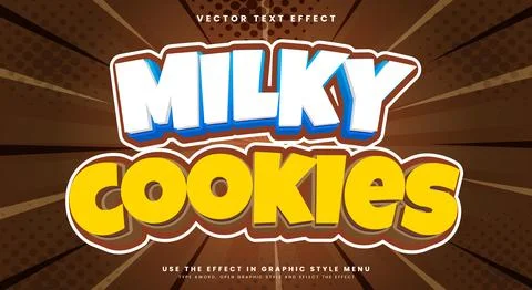 Milky cookies 3d editable text effect Template Stock Illustration