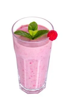 Milky raspberry cocktail Stock Photos
