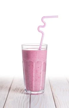 Milky raspberry cocktail Stock Photos