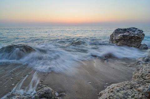 Milky waves in twilight Stock Photos