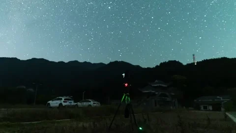 Milky Way and Rotating Starry Night Sky Time-lapse Stock Footage 326665608