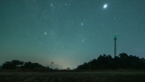 Milky Way and Rotating Starry Night Sky Time-lapse Stock Footage 326665648