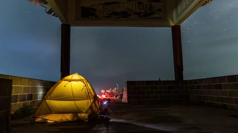Milky Way and Rotating Starry Night Sky Time-lapse Stock Footage 326666828