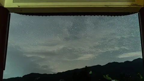 Milky Way and Rotating Starry Night Sky Time-lapse Stock Footage 326667180