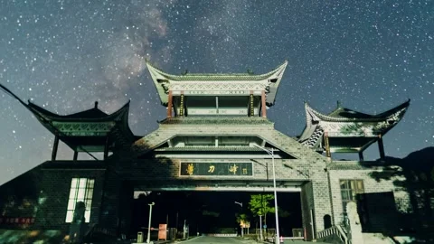Milky Way and Rotating Starry Night Sky Time-lapse Stock Footage 326667373