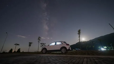 Milky Way and Rotating Starry Night Sky Time-lapse Stock Footage 326667756