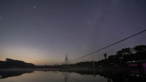 Milky Way and Rotating Starry Night Sky Time-lapse Stock Footage 326668266