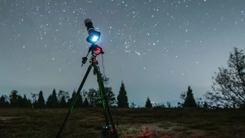 Milky Way and Rotating Starry Night Sky Time-lapse Stock Footage 326668864